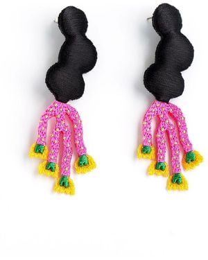Nana Watanabe Noi Soft Cushioned Embroidered Earrings - Black