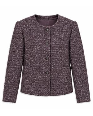 Stovaria Handwoven Textured Wool Winter Jacket - Purple