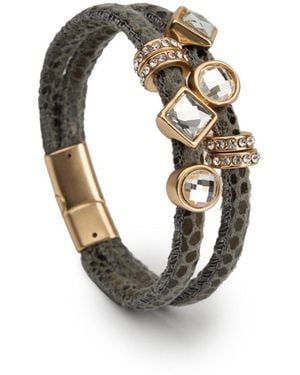 Saachi Bling Charm Leather Scale Bracelet - Metallic
