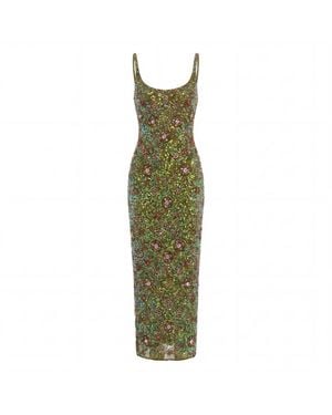 Mac Duggal Sleeveless Embellished Floral Maxi Dress - Green