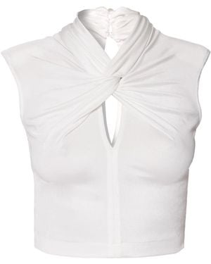 AGGI by HALEWSKI Ada Pearl Sleeveless Crop Top - White