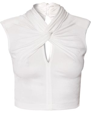 AGGI by HALEWSKI Ada Pearl Sleeveless Crop Top - White