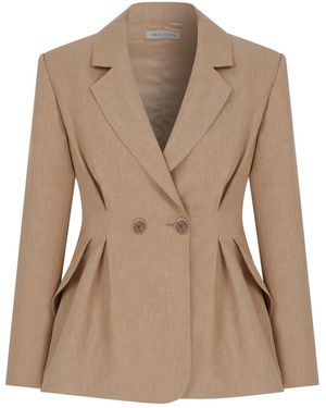 NAZLI CEREN Marde Tailored Jacket In Almond Buff - Natural