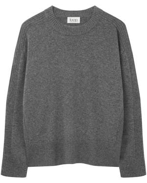 Loop Cashmere Cashmere Longline Crew Neck Sweater - Gray