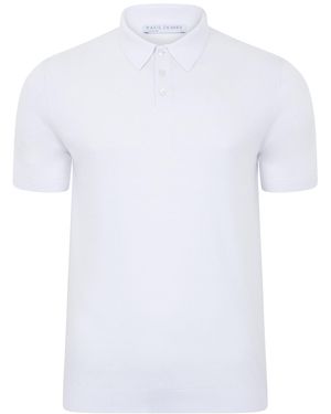 Paul James Knitwear Ultra Fine Cotton Earl Short Sleeve Polo Shirt - White