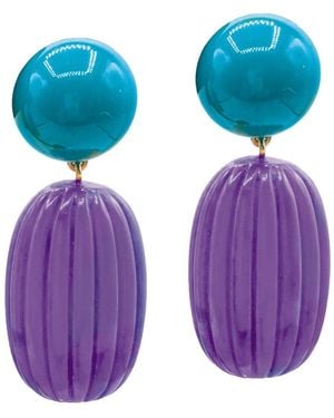 Michael Nash Jewelry Arabella And Resin Clip Earrings - Purple