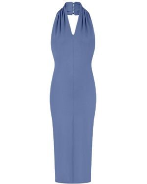 Celestine & Mae Halterneck Wrap Dress - Blue