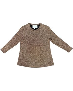 Lindsay Nicholas New York Disco Glitter Bracelet Sleeve Top - Brown