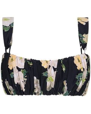 Montce Liz Floral Victoria Bikini Top - Black