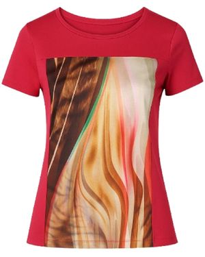 Conquista Abstract Print Jersey Top - Red