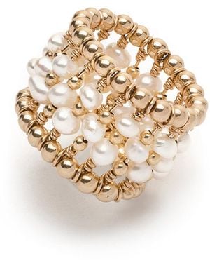 Pas De Marque Filled Freshwater Pearl Beaded Ring La Bague - White