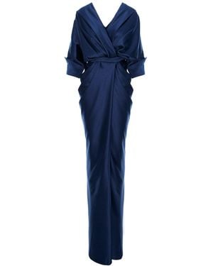 Acob a Porter Draped Long Dress - Blue