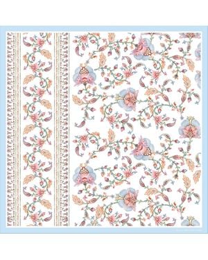 Jessie Zhao New York Baroque Blossom Double Sided Silk Scarf - White