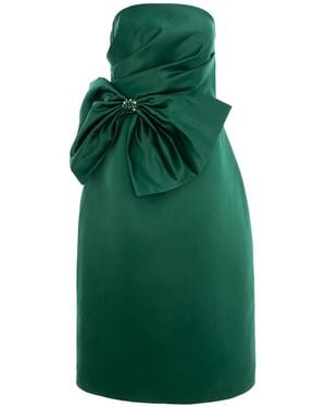 Acob a Porter Midi Dress With Oversized Bow Applique - Green