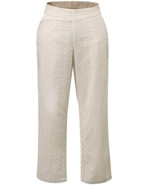 Smart and Joy Neutrals Eyelet Cotton Lace Trousers -Cream - Natural