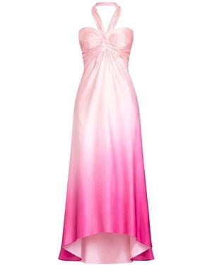 Mac Duggal Charmeuse Tie Halter Neck Ombre Gown - Pink