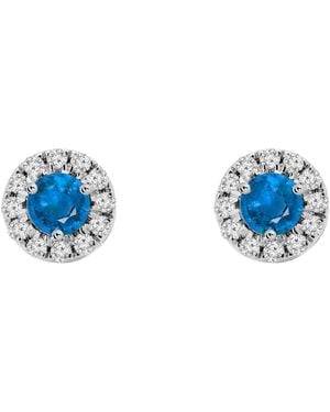 Augustine Jewels Birthstone Halo Earrings - Blue
