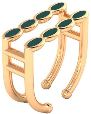 Linda Fiore Amalei Vermeil Ring With Dark Enamel - Metallic