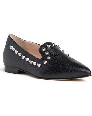 Beautiisoles by Robyn Shreiber Made in Italy Celeste Leather Oxford Loafer With Studs - Blue