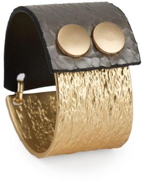 Saachi Textured Leather Bracelet - Black