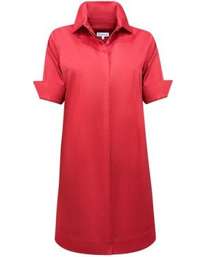Perlavera Ciamel Bloody Solid Cotton Satin Short Sleeve Slim Fit Mini Dress - Red