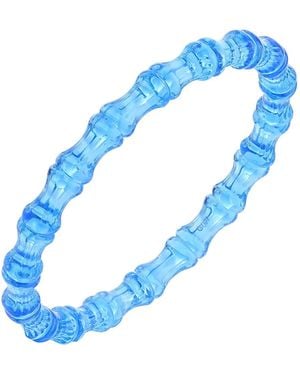 Gold & Honey Bamboo Lucite Slip On Bangle Bracelet - Blue