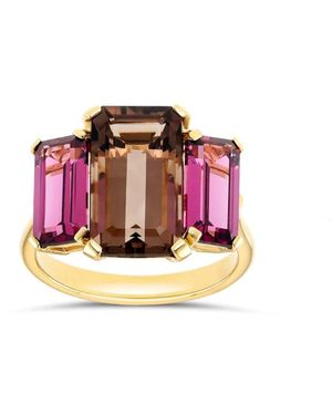 Dinny Hall Trinny Trilogy Smokey Quartz & Rhodolite Ring - Pink