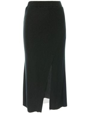 Silvia Serban Ribbed Skirt With Elasticated Tulle Linen - Black