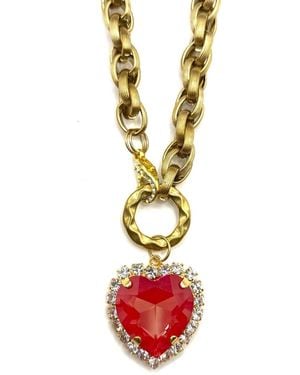 Achala Handcrafted Poppy Crystal Heart Pendant - White