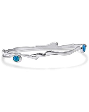 Isla Silver Dainty Trio Opal Bangle - White