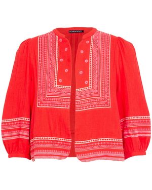 Rose & Nancy Florence Coral Embroidered Easy Throw-On Cotton Jacket