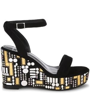Rag & Co Metropolis Mosaic Embellished Wedge Party Sandals - Brown
