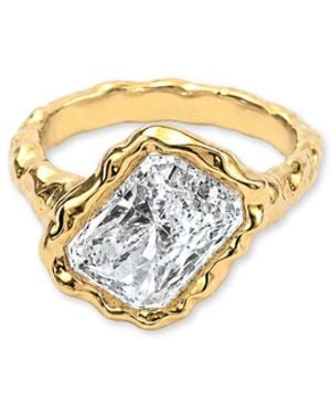 Aaria London Square Molten Ring Moissanite - Metallic