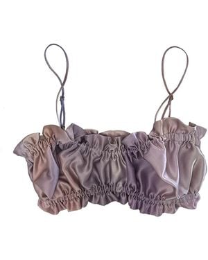 CREASE Silk Scalloped Bandeau Bra - Purple