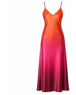 LOVEIST STORE Aiden Ombre Satin Midi Dress - Red