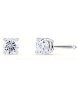 AVJD New York Solid Round Lab Grown Diamond One Carat Total Weight Stud Earrings - Metallic