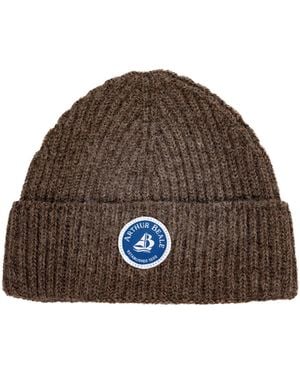 Arthur Beale Neutrals Badge Beanie Hat - Brown