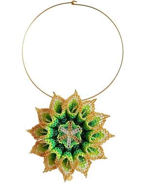 Iliana Arrazola Dahlia Flower Choker - Green