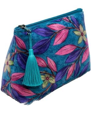 Conscious Yoga Collective Petal Velvet Makeup Bag - Blue