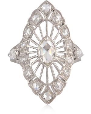 Artisan Rose Cut Diamond Navette Cocktail Ring - Metallic