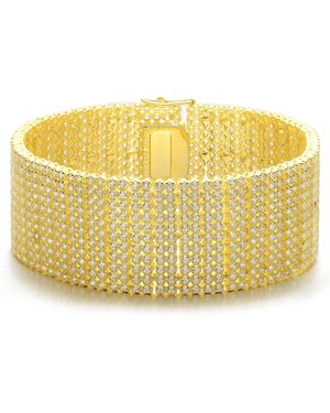 Genevive Jewelry Genevive Sterling-Plated With Cubic Zirconia Cuff Bracelet - Yellow