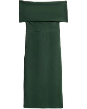 Nocturne Off-Shoulder Foldover Column Midi Dress - Green