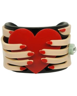 Gissa Bicalho Acrylic Handmade Bracelet Hands & Heart - Red