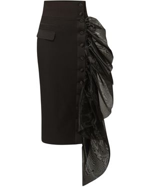 Tia Dorraine Femme Fatale Midi Skirt With Organza Details - Black