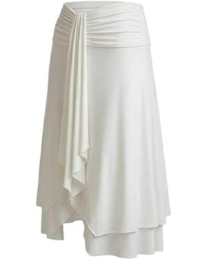 Conquista Neutrals Elegant Layered Ivory Skirt — Soft Draping, Feminine Movement & Timeless Sophistication - White