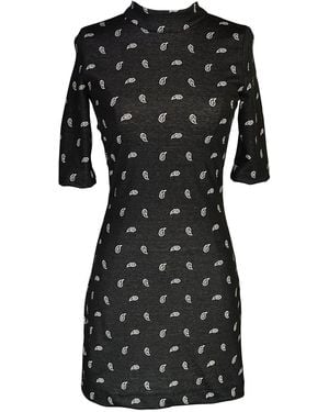 Jennafer Grace Paisley Villain Mockneck Mini Dress - Black