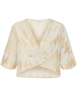 Lilamie Madrid Short Sleeve Resort Crop Jacket - Natural