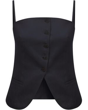 NAZLI CEREN Marona Linen Top - Black
