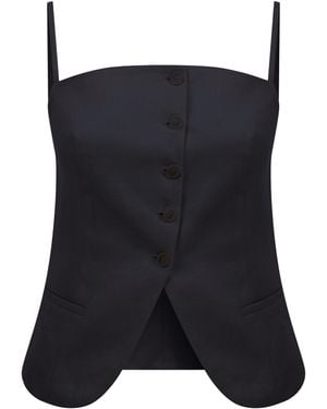 NAZLI CEREN Marona Linen Top - Black