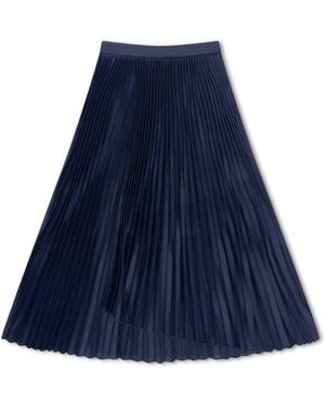 Roch Perel Silk Pleated Wrap Skirt - Blue